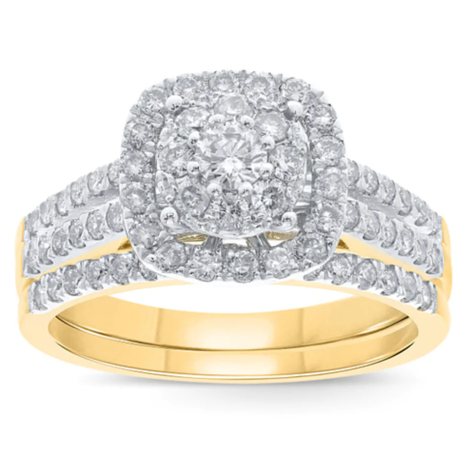 10K YELLOW GOLD 1.10 CARAT REAL DIAMOND ENGAGEMENT RING WEDDING BAND BRIDAL SET / SKU RG07136-YG