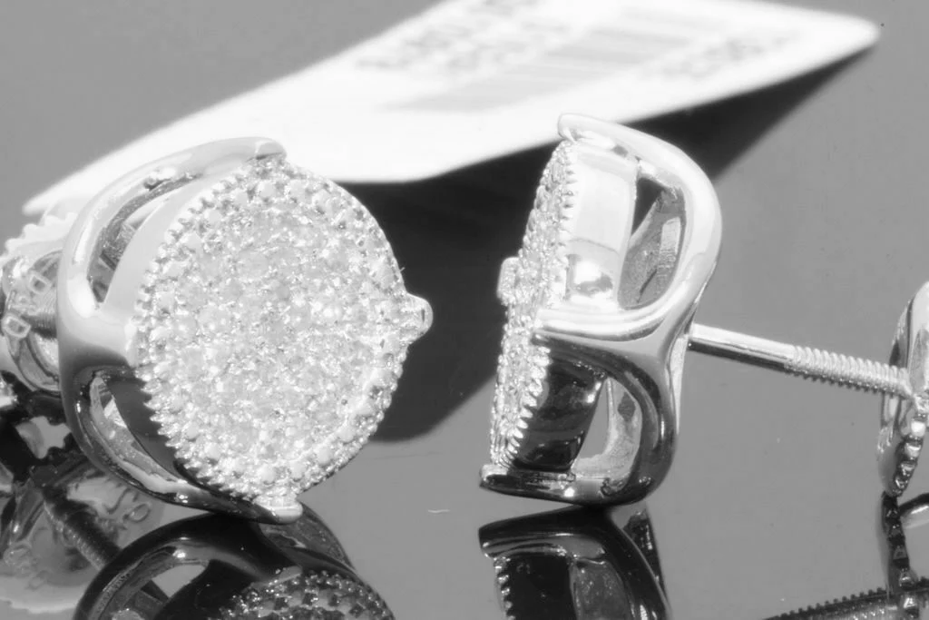.30 CARAT REAL DIAMONDS STERLING SILVER MENS WOMENS 9 MM EARRINGS STUDS