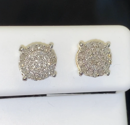10K YELLOW GOLD .50 CARAT 8 MM 100% GENUINE DIAMONDS MENS/WOMENS EARRING STUDS