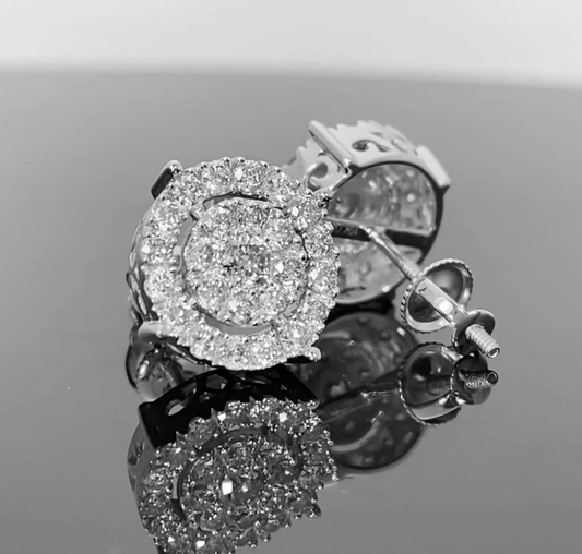 10K WHITE GOLD 1.25 CARAT MENS WOMENS 11 MM 100% GENUINE DIAMONDS EARRING STUDS