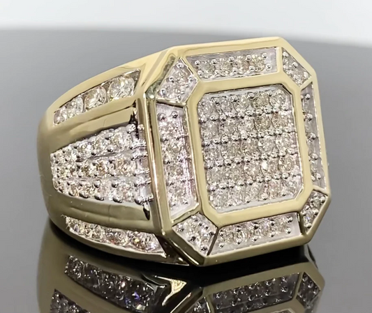 10K YELLOW GOLD 3 CARAT MENS REAL DIAMOND ENGAGEMENT WEDDING PINKY RING BAND