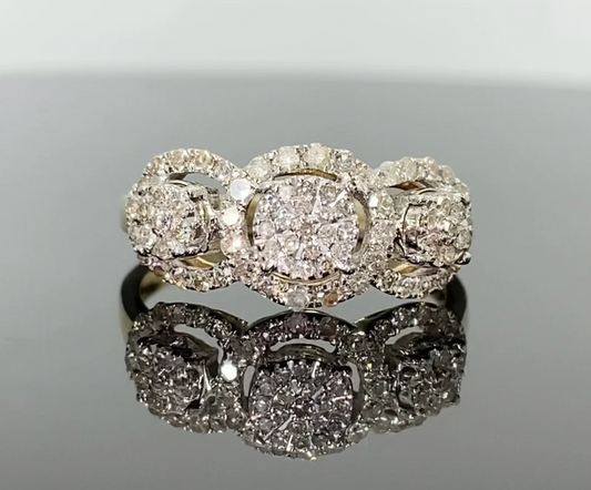 10K YELLOW GOLD .60 CARAT WOMEN REAL DIAMOND ENGAGEMENT RING WEDDING RING BRIDAL / SKU FROH7059-YG