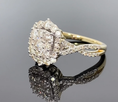 10K YELLOW GOLD 1.10 CARAT WOMEN REAL DIAMOND ENGAGEMENT RING WEDDING RING BRIDAL / SKU RG13614-YG