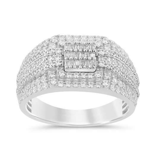 10K SOLID WHITE GOLD 1.80 CARAT REAL DIAMOND ENGAGEMENT RING WEDDING PINKY BAND